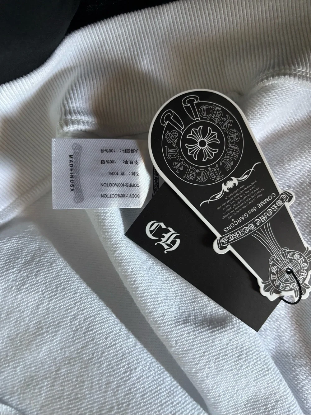 Chrome Hearts White Mens Zip Hoodie with Black Graphic